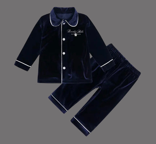 Classic Preppy Velvet Unisex Pajama Set